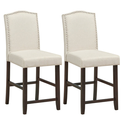 25 Inch Set of 2 Upholstered Counter Height Bar Stools with Rubber Wood Legs - Relaxacare