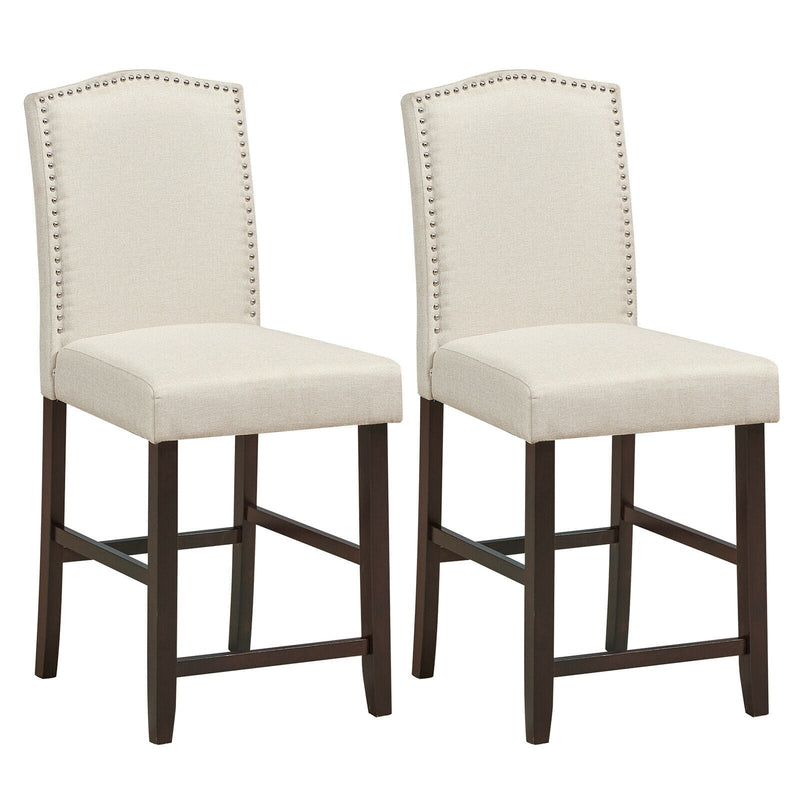 25 Inch Set of 2 Upholstered Counter Height Bar Stools with Rubber Wood Legs - Relaxacare
