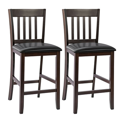 25 Inches Set of 2 Bar Stools with Rubber Wood Legs - Relaxacare