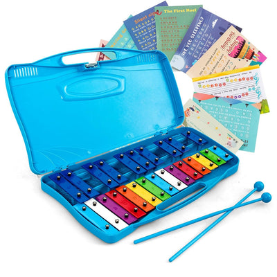 25 Notes Glockenspiel Chromatic Metal Xylophone-Blue - Relaxacare