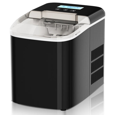 26 lbs Countertop LCD Display Ice Maker with Ice Scoop-Black - Relaxacare