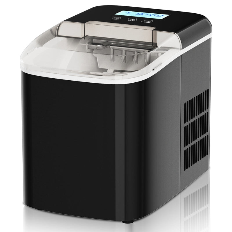 26 lbs Countertop LCD Display Ice Maker with Ice Scoop-Black - Relaxacare
