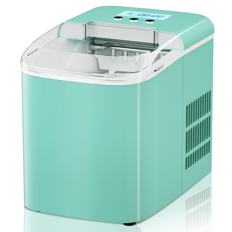 26 lbs Countertop LCD Display Ice Maker with Ice Scoop-Light Green - Relaxacare