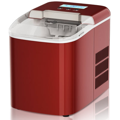26 lbs Countertop LCD Display Ice Maker with Ice Scoop-Red - Relaxacare