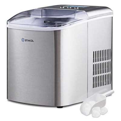 26 lbs Stainless Steel Countertop LCD Display Ice Maker - Relaxacare