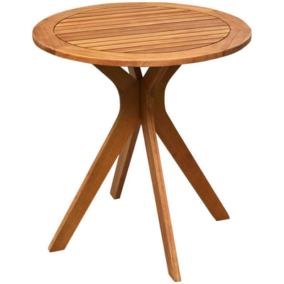 27 Inch Outdoor Round Solid Wood Coffee Side Bistro Table - Relaxacare