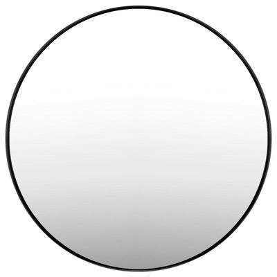 27.5" Modern Metal Wall-Mounted Round Mirror for Bathroom-Black - Relaxacare