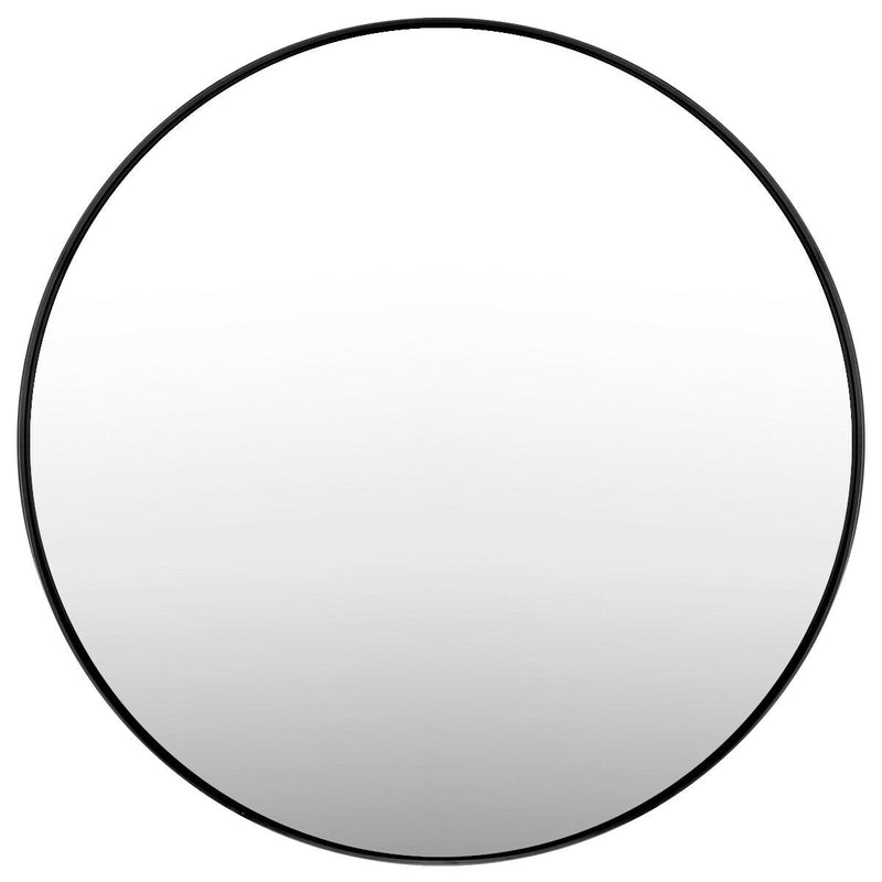 27.5" Modern Metal Wall-Mounted Round Mirror for Bathroom-Black - Relaxacare