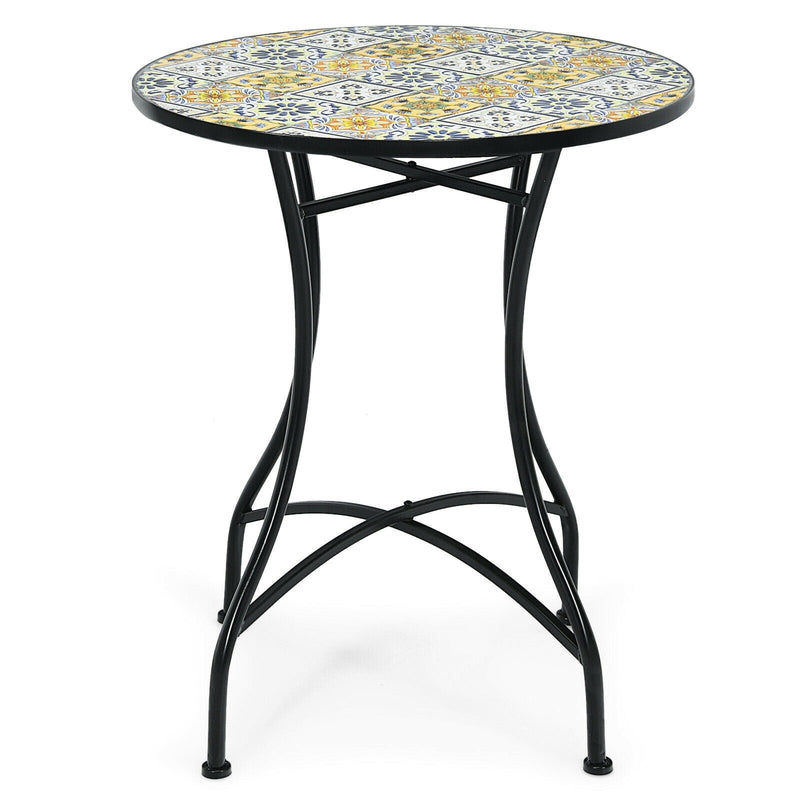 28 Inch Mosaic Round Table with Exquisite Floral Pattern - Relaxacare