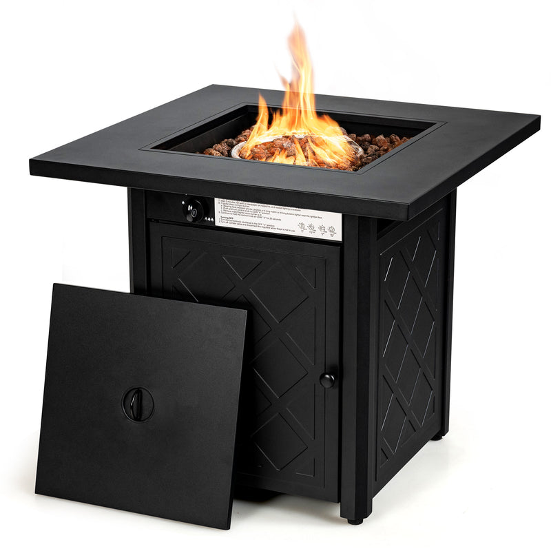 28 Inch Propane 50 000 BTU Patio Square Gas Fireplace with Lava Rock - Relaxacare