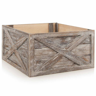 28.5 Inch Wooden Tree Collar Box for Indoor/Outdoor Use-Gray - Relaxacare