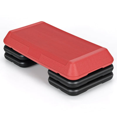 29 Inch Adjustable Workout Fitness Aerobic Stepper Exercise Platform-Red - Relaxacare