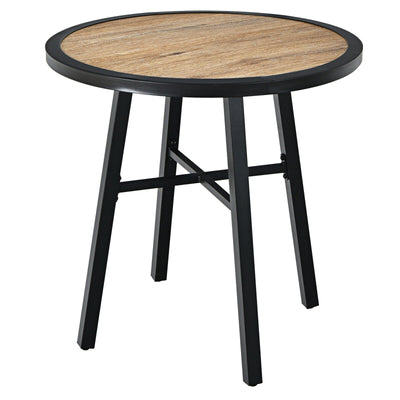 29 Inch Patio Round Bistro Metal Table with Wood-Like Top - Relaxacare