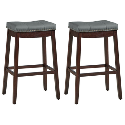 29 Inch Set of 2 Nailhead Saddle Bar Stools - Relaxacare