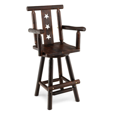 29 Inch Wooden Swivel Bar Stool with Footrest Backrest Armrest - Relaxacare