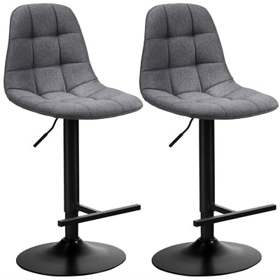 2Pcs Adjustable Bar Stools Swivel Counter Height Linen Chairs -Gray - Relaxacare