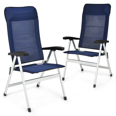 2Pcs Patio Dining Chair with Adjust Portable Headrest-Blue - Relaxacare