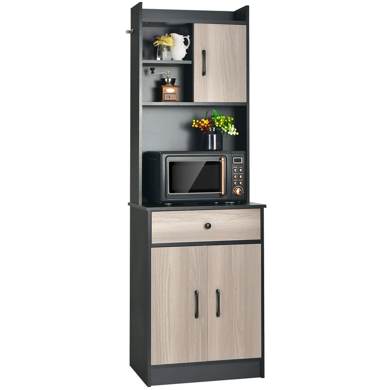 3-Door 71 Inch Kitchen Buffet Pantry Storage Cabinet with Hutch and Adjustable Shelf - Relaxacare