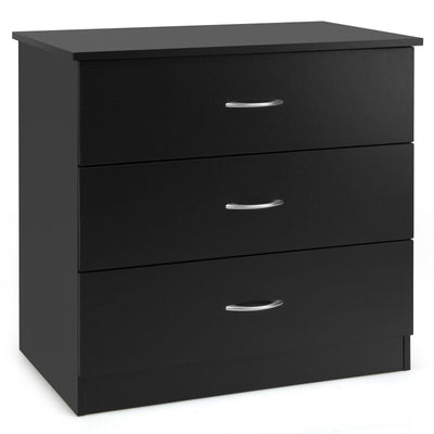 3 Drawer Dresser Chest of Drawer with Wide Storage Space Organiser-Black - Relaxacare