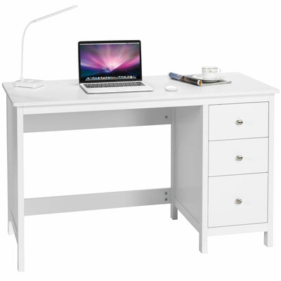 3-Drawer Home Office Study Computer Desk with Spacious Desktop-White - Relaxacare