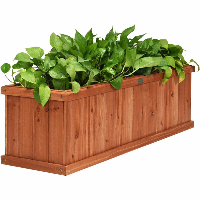3 Feet x 3 Inch Wooden Decorative Planter Box for Garden Yard and Window - Relaxacare