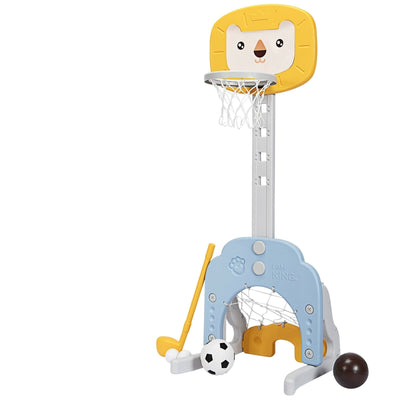 3-in-1 Adjustable Kids Basketball Hoop Sports Set-Yellow - Relaxacare