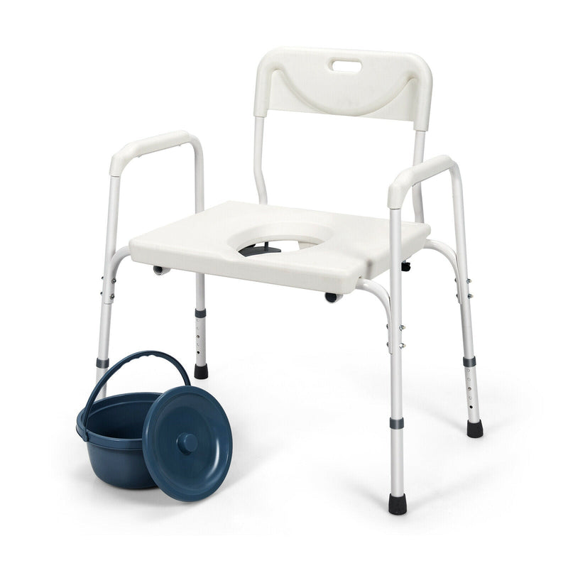 3-in-1 Bedside Commode Portable Toilet with Adjustable Height - Relaxacare