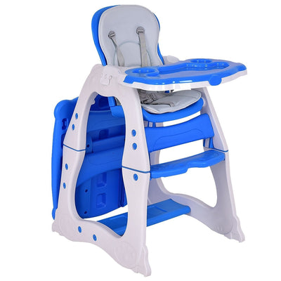 3 in 1 Convertible Play Table Seat Baby High Chair-Blue - Relaxacare