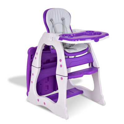 3 in 1 Convertible Play Table Seat Baby High Chair-Purple - Relaxacare