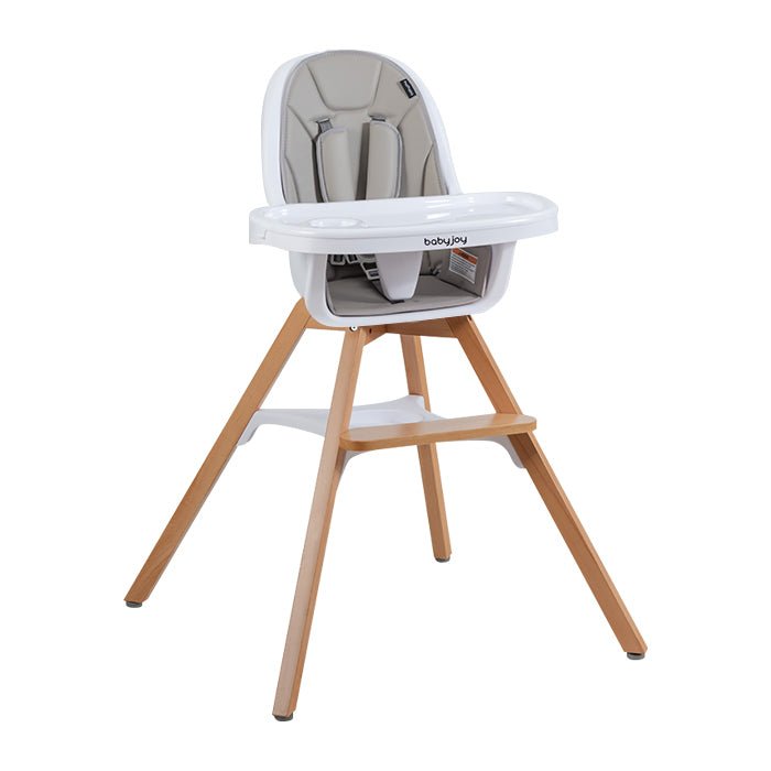 3-in-1 Convertible Wooden Baby High Chair-Gray - Relaxacare