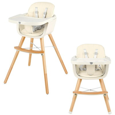 3-in-1 Convertible Wooden High Chair with Cushion - Relaxacare