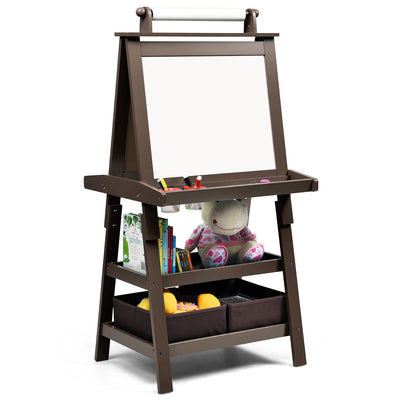 3 in 1 Double-Sided Storage Art Easel-Brown - Relaxacare