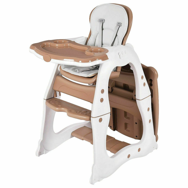 3 in 1 Infant Table and Chair Set Baby High Chair-Brown - Relaxacare