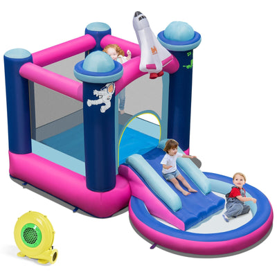 3-in-1 Inflatable Space-themed Bounce House with 480W Blower - Relaxacare