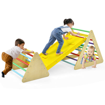 3 in 1 Kids Climbing Ladder Set 2 Triangle Climbers with Ramp for Sliding - Relaxacare