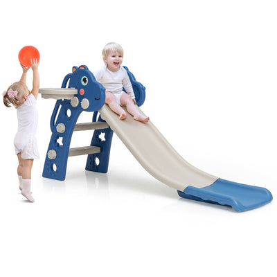 3-in-1 Kids Slide Baby Play Climber Slide Set with Basketball Hoop - Relaxacare