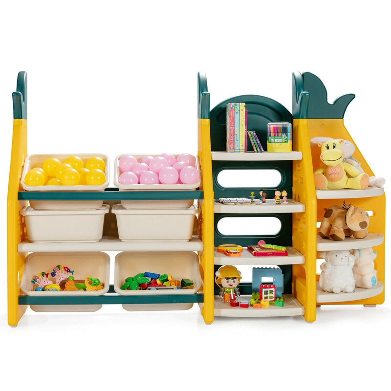 3-in-1 Kids Toy Storage Organizer with Bookshelf Corner Rack - Relaxacare