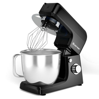 3-in-1 Multi-functional 6-speed Tilt-head Food Stand Mixer-Black - Relaxacare