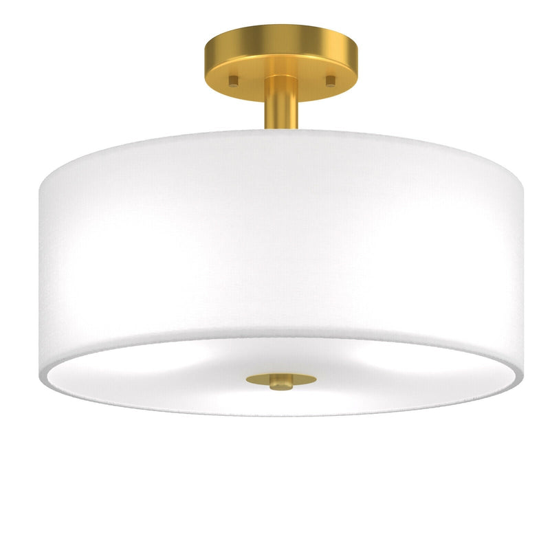 3-Light Semi Flush Mount Ceiling Light Fixture Glass Drum Pendant Lamp - Relaxacare