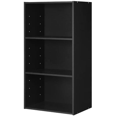 3 Open Shelf Bookcase Modern Storage Display Cabinet-Black - Relaxacare