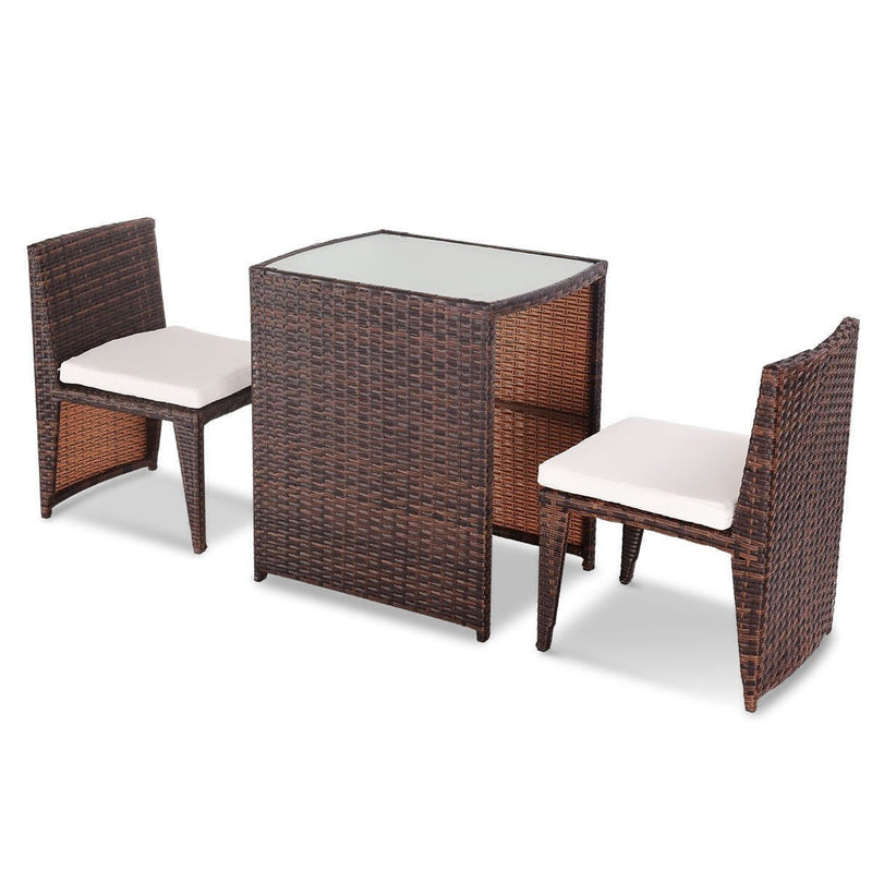3 Pcs Cushioned Outdoor Wicker Patio Set - Relaxacare