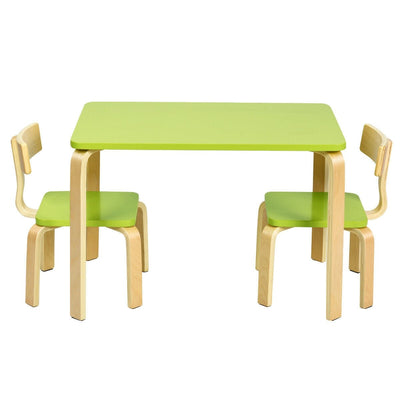 3 Piece Kids Wooden Activity Table and 2 Chairs Set-Green - Relaxacare