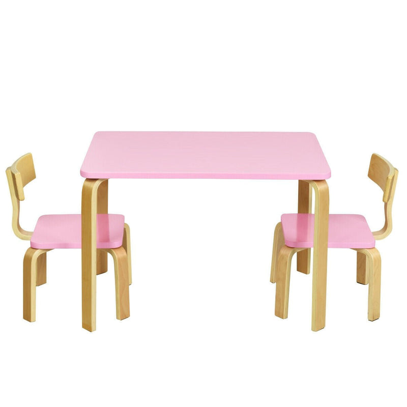 3 Piece Kids Wooden Activity Table and 2 Chairs Set-Pink - Relaxacare