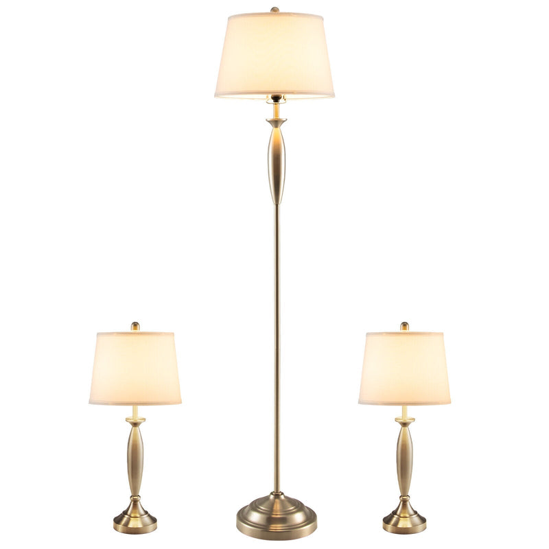 3-Piece Modern Nickel Finish Lamp Set - Relaxacare