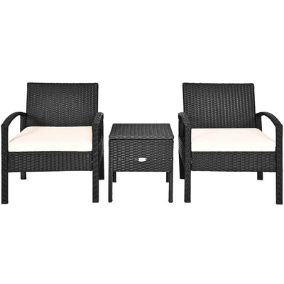 3 Piece PE Rattan Wicker Sofa Set with Washable and Removable Cushion for Patio - Relaxacare