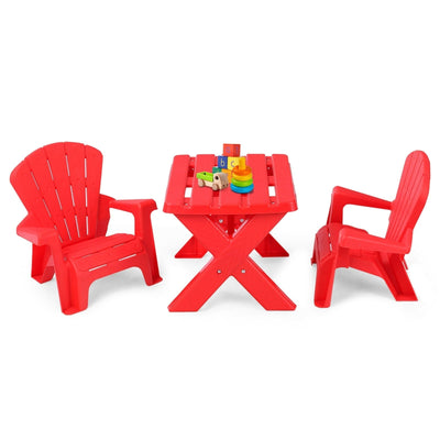 3-Piece Plastic Children Play Table Chair Set-Red - Relaxacare