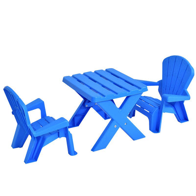 3-Piece Plastic Children Table Chair Set-Blue - Relaxacare