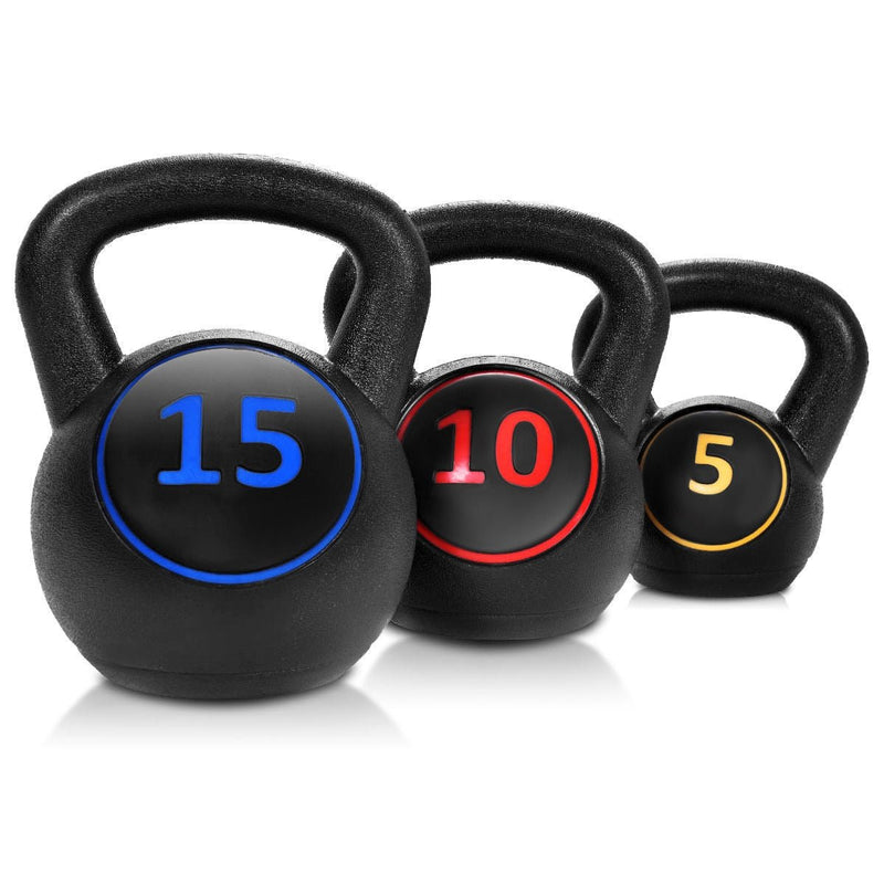 3 Pieces 5 10 15lbs Kettlebell Kettle Bell Weight Set - Relaxacare