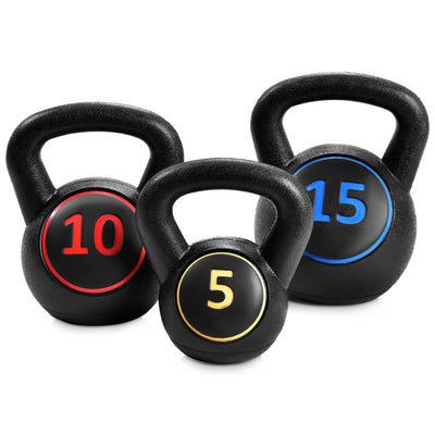 3 Pieces 5 10 15lbs Kettlebell Weight Set - Relaxacare