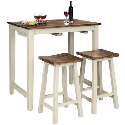 3 Pieces Bar Table Set Counter Pub Table - Relaxacare